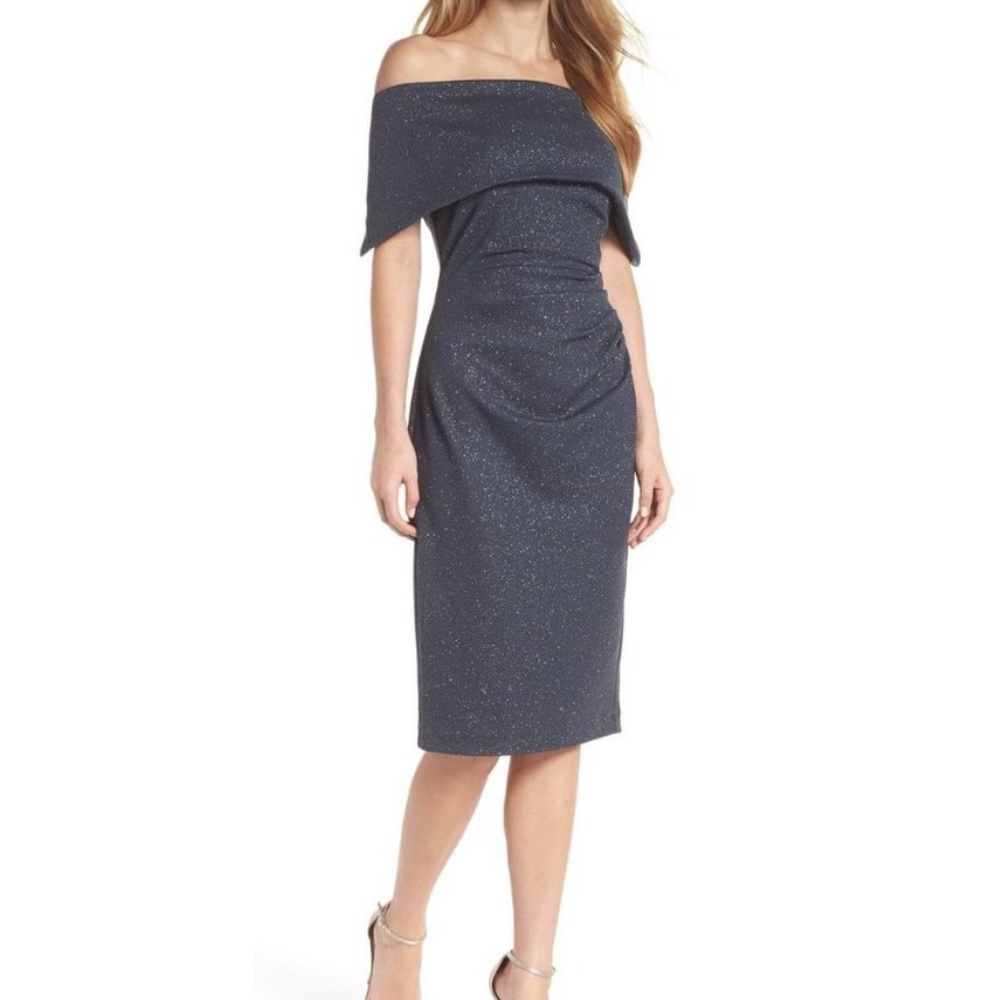 Vince Camuto Sparkle Off the Shoulder Sheath Dress
